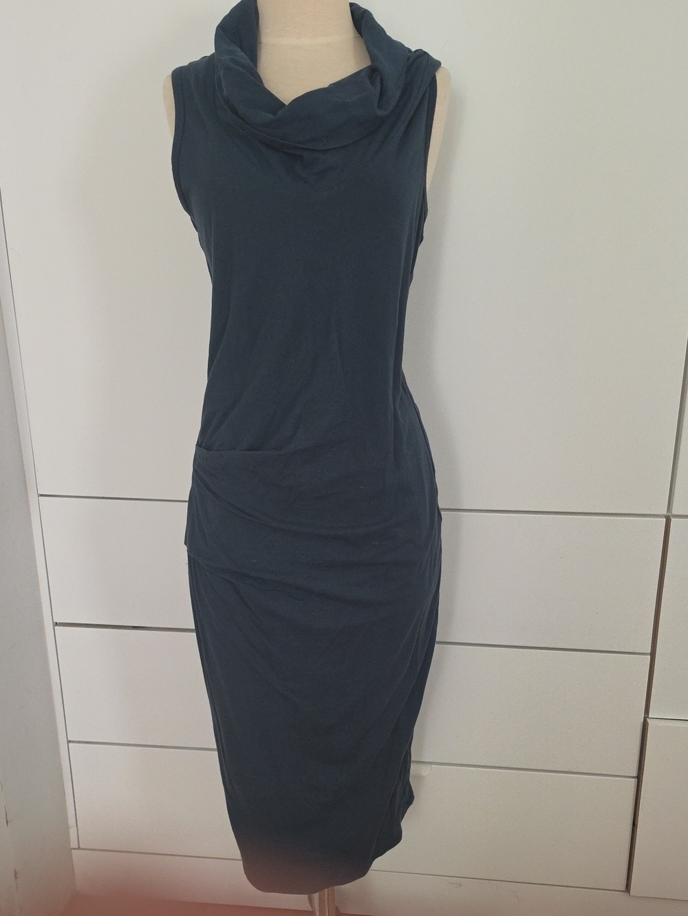 James Perse Sleeveless Cowl Midi Dress in Deep Teal